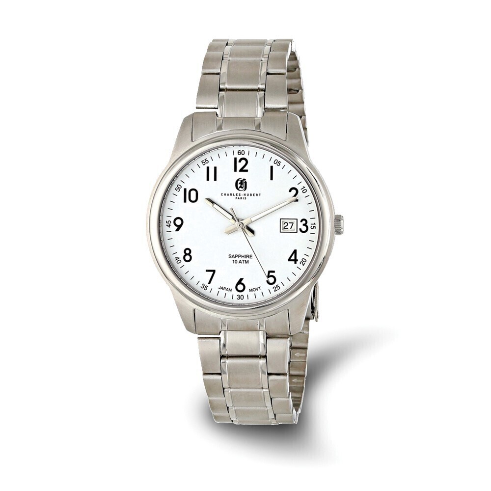 Kazi Luxury Mens Charles Hubert Titanium 40mm White Dial Watch